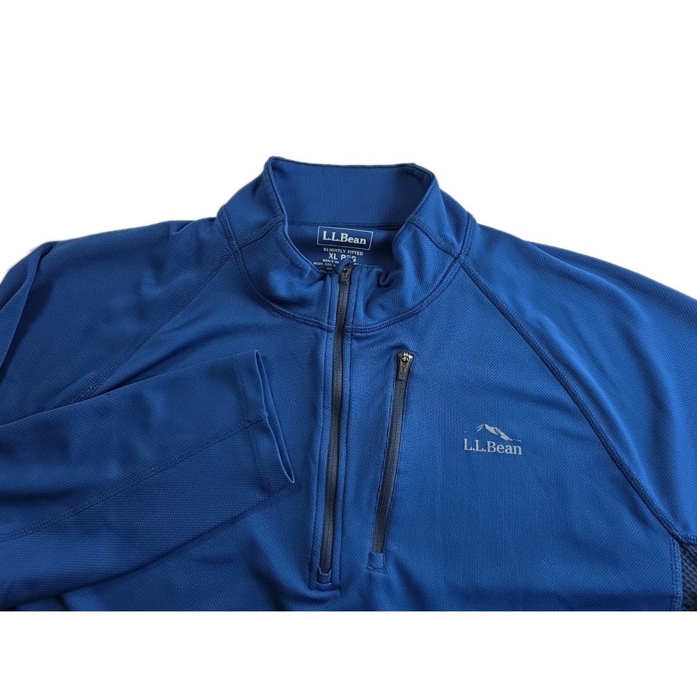 L.L.Bean Quarter Zip Pullover Shirt‎ Mens XXL BLUE SLIGHTLY FITTED REGULAR
